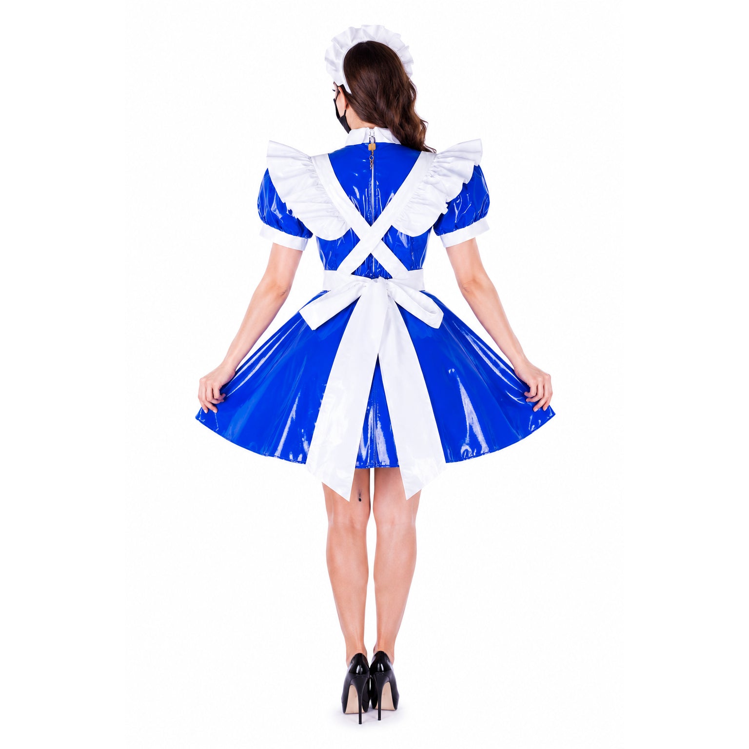 blaues, dünnes PVC-Kleid G1652
