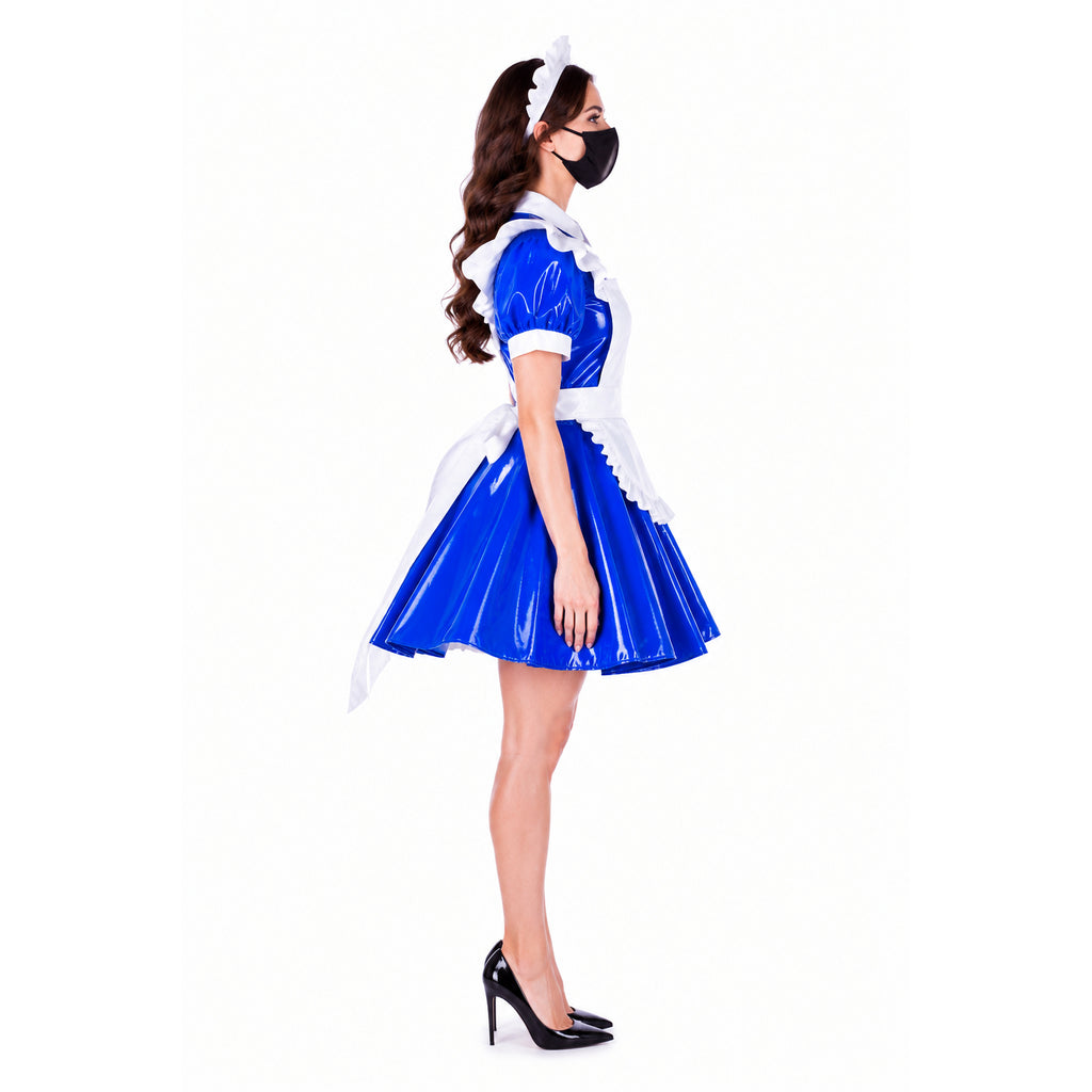 blaues, dünnes PVC-Kleid G1652
