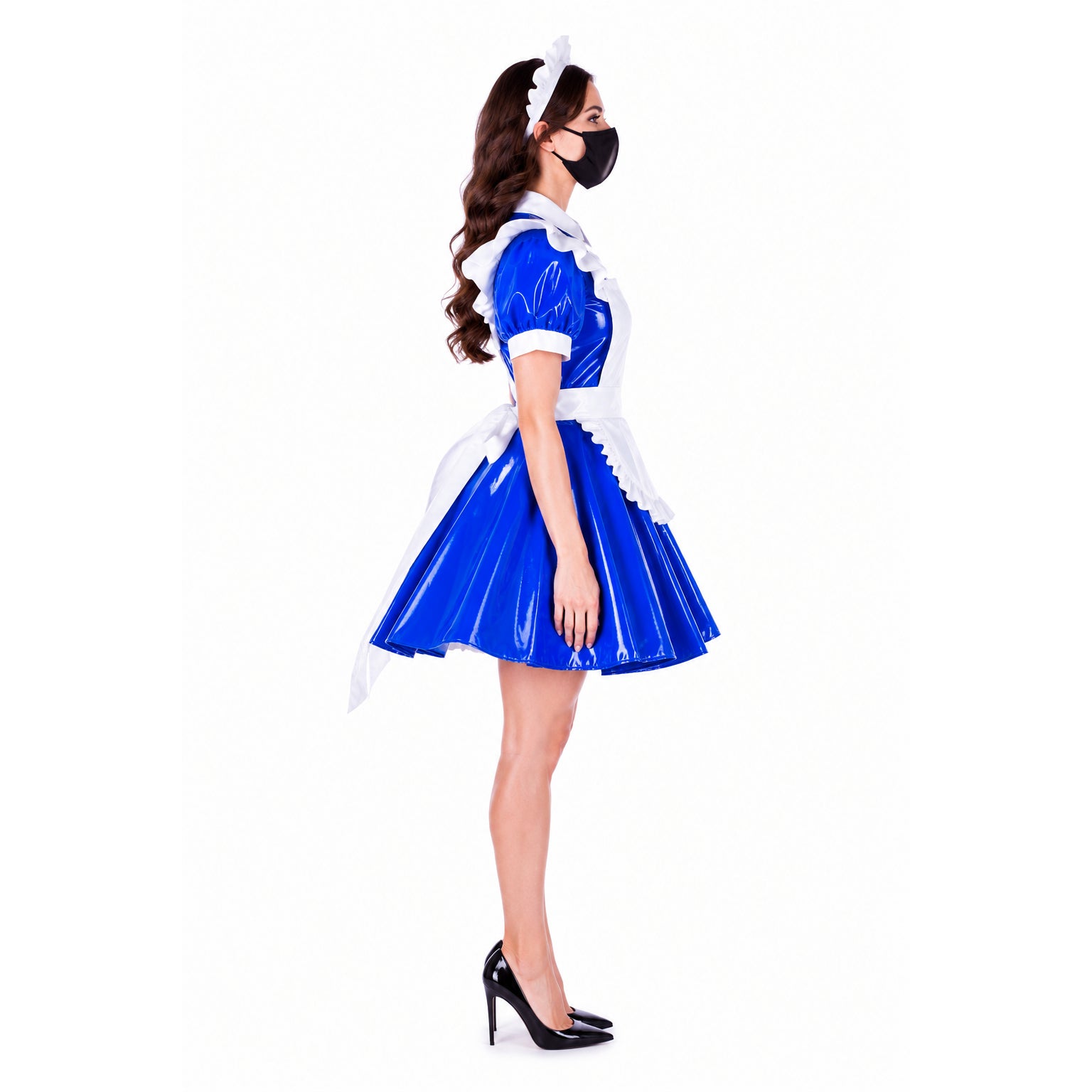 blaues, dünnes PVC-Kleid G1652