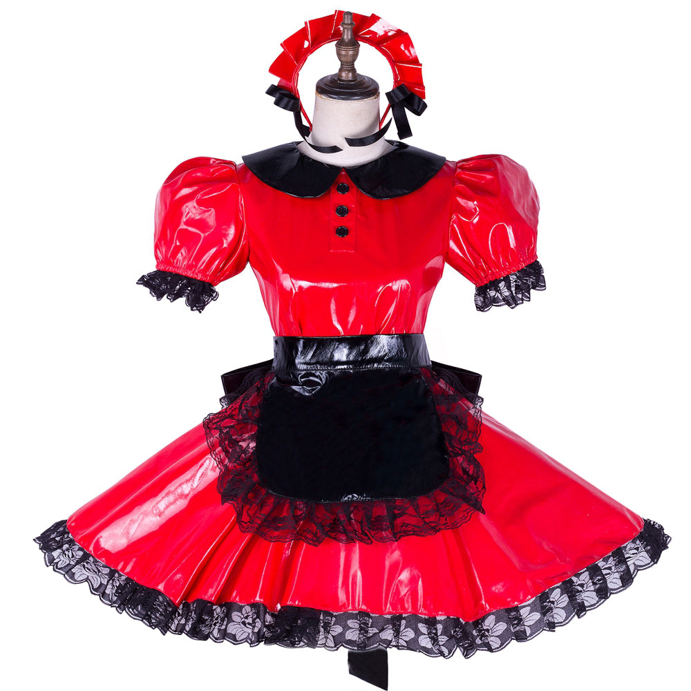 red thin pvc dress G1653