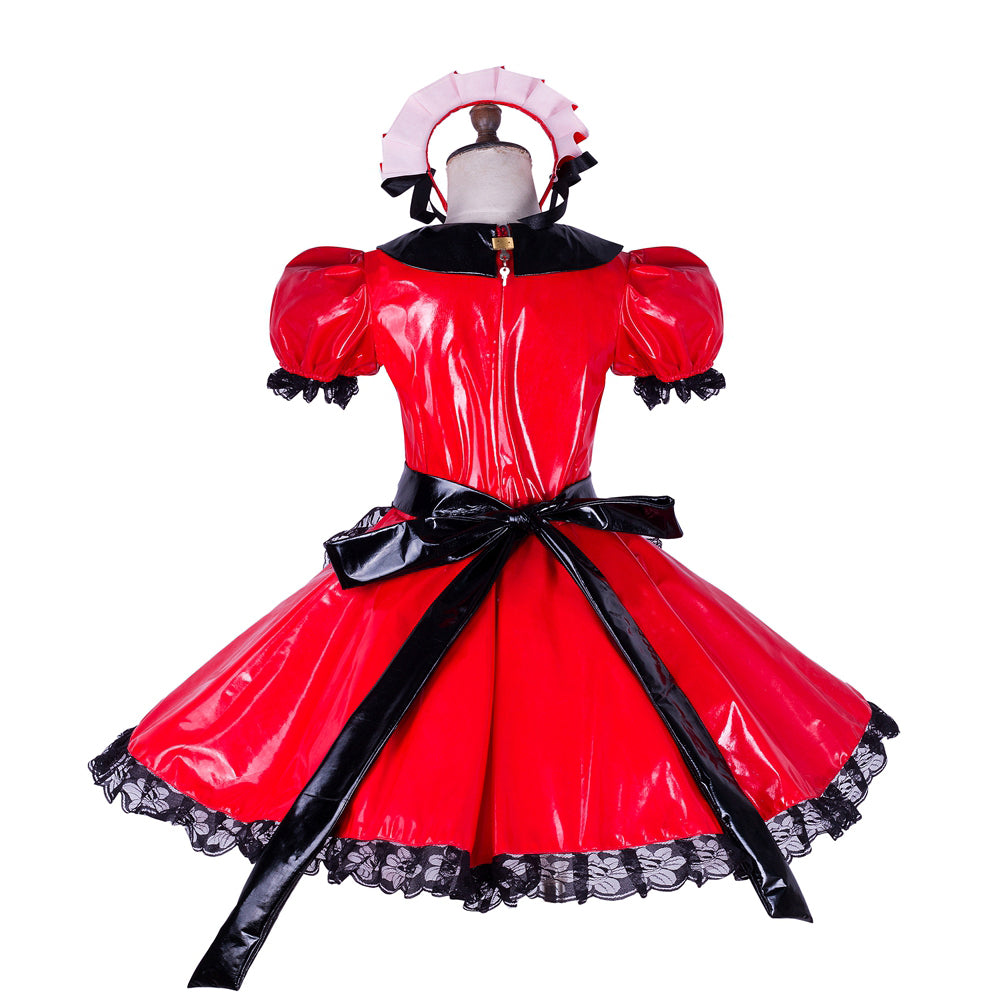 red thin pvc dress G1653