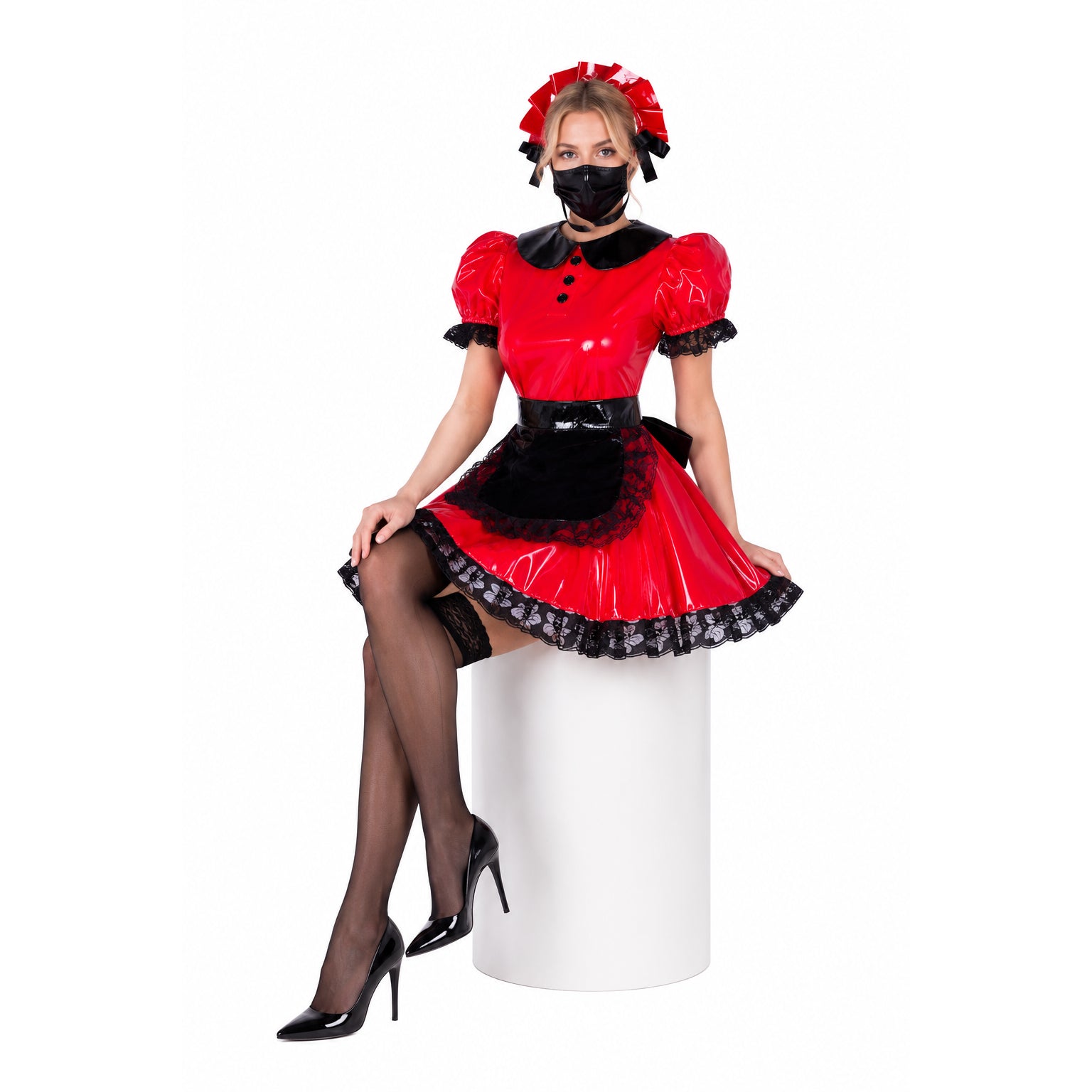 red thin pvc dress G1653