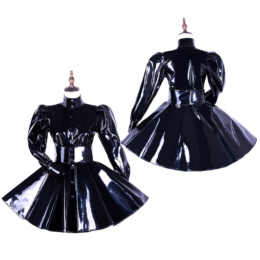 black heavy pvc dress G1655