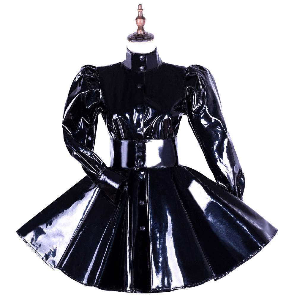 black heavy pvc dress G1655