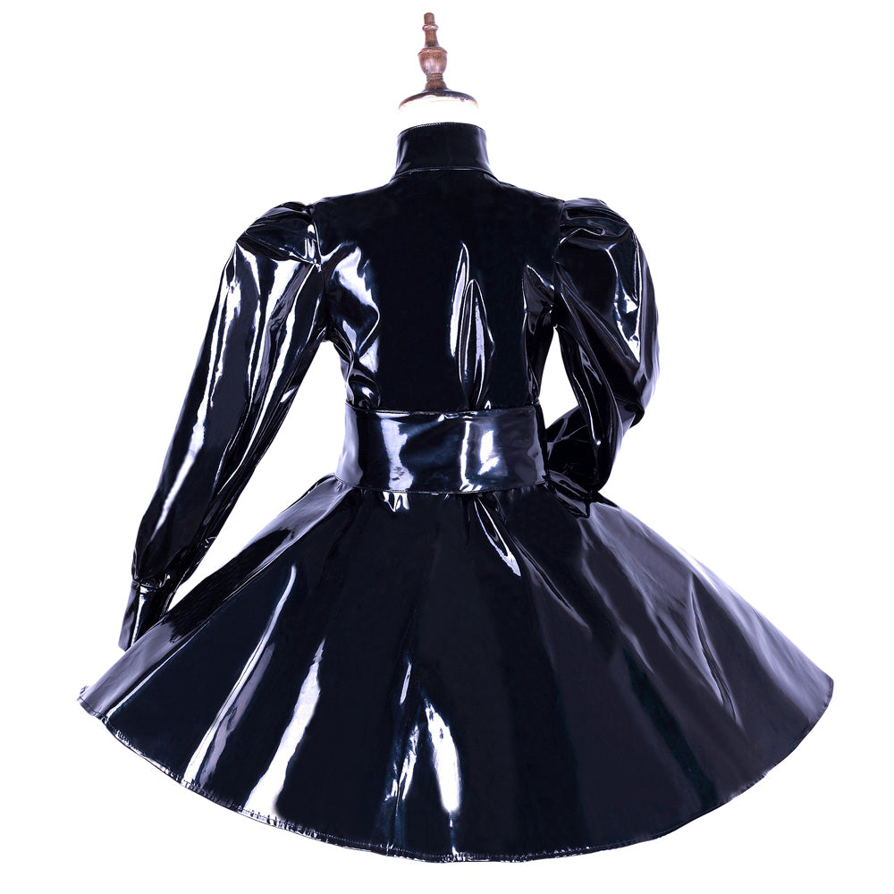 black heavy pvc dress G1655