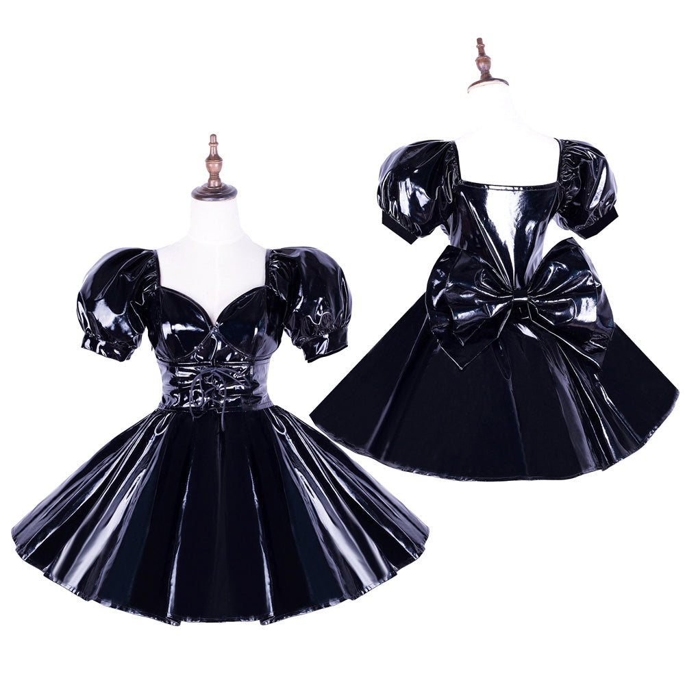 black heavy pvc dress G1657