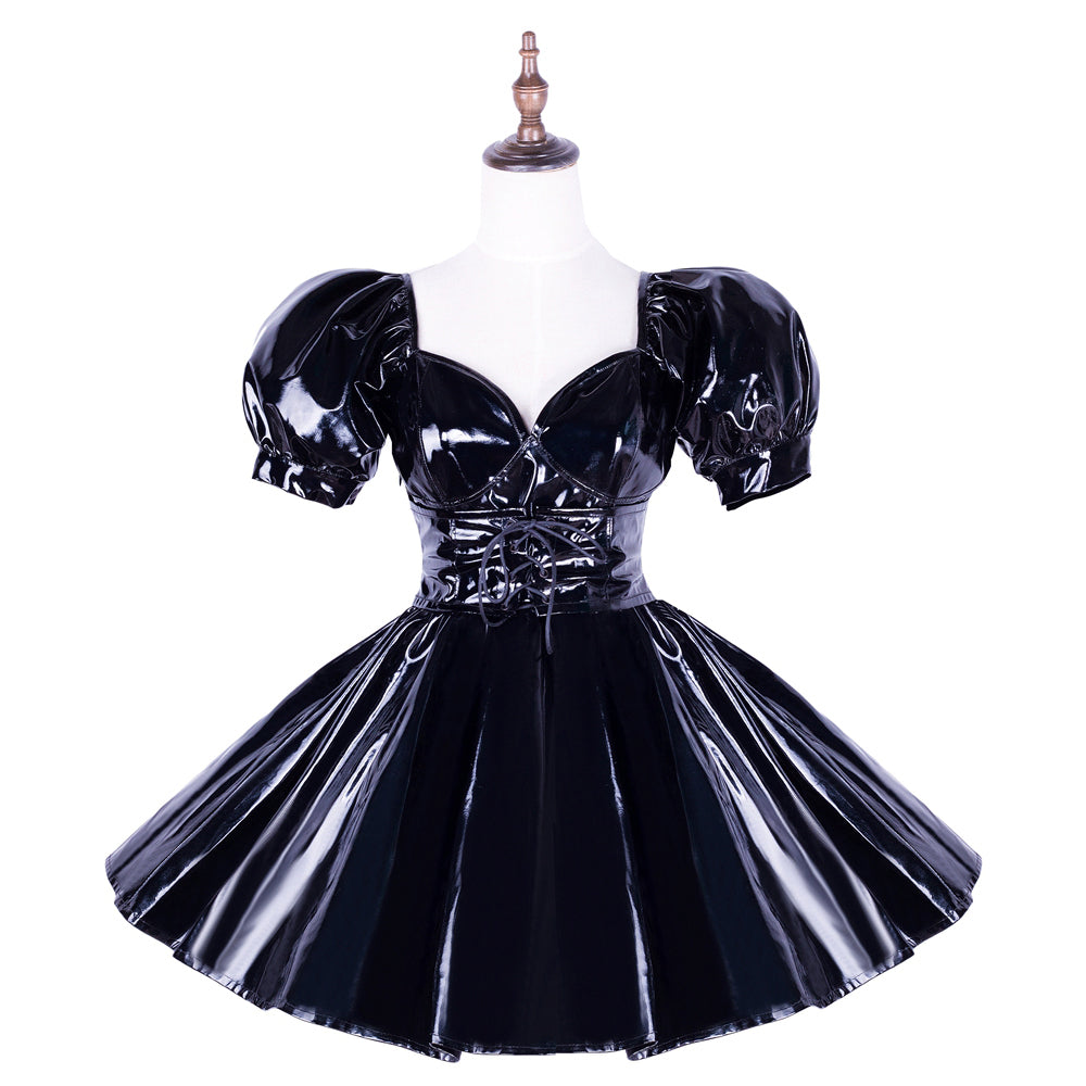 black heavy pvc dress G1657