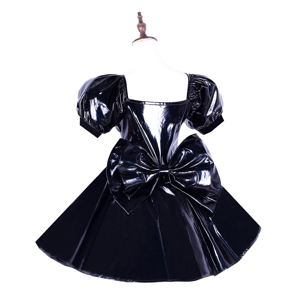 black heavy pvc dress G1657