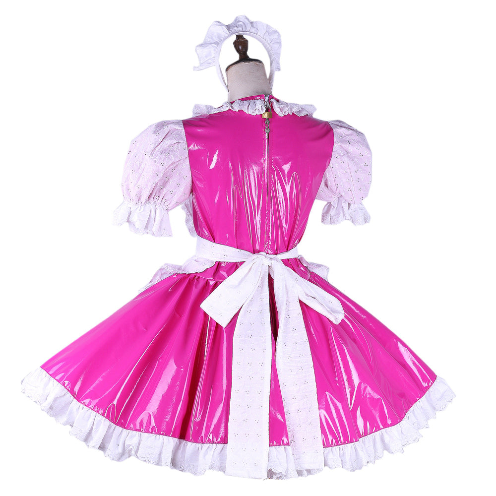 hot pink thin pvc dress G1658