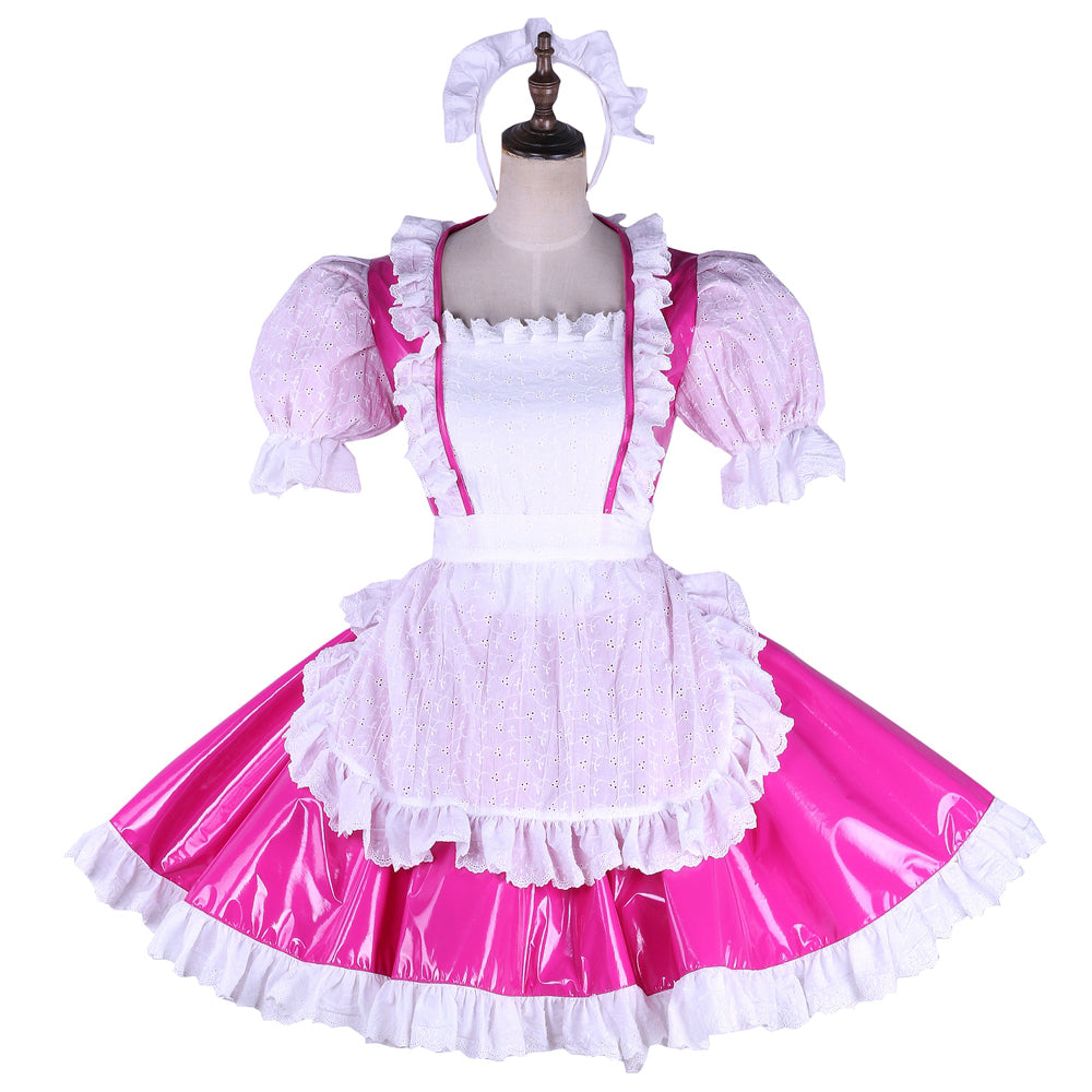 hot pink thin pvc dress G1658