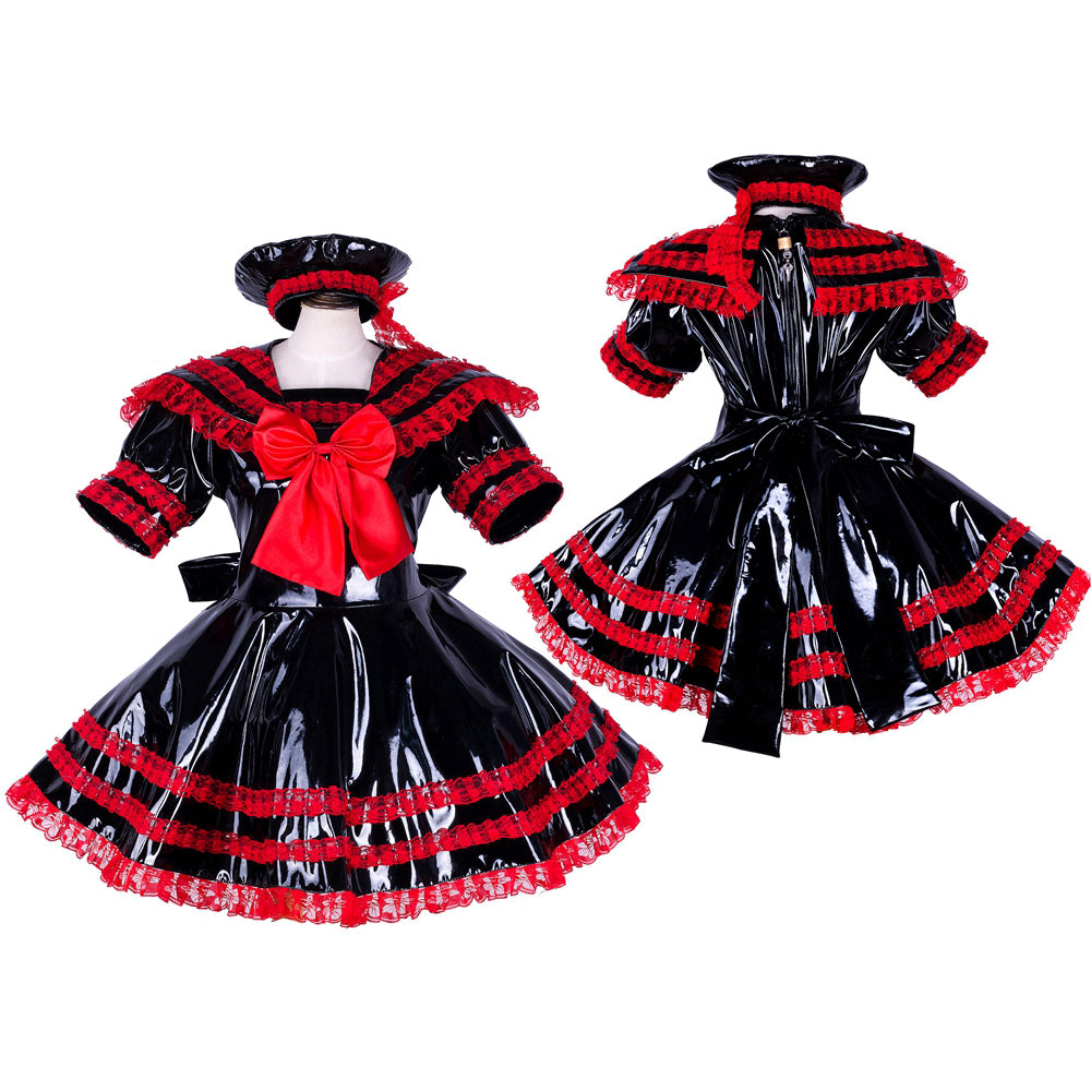 black heavy pvc dress G1744
