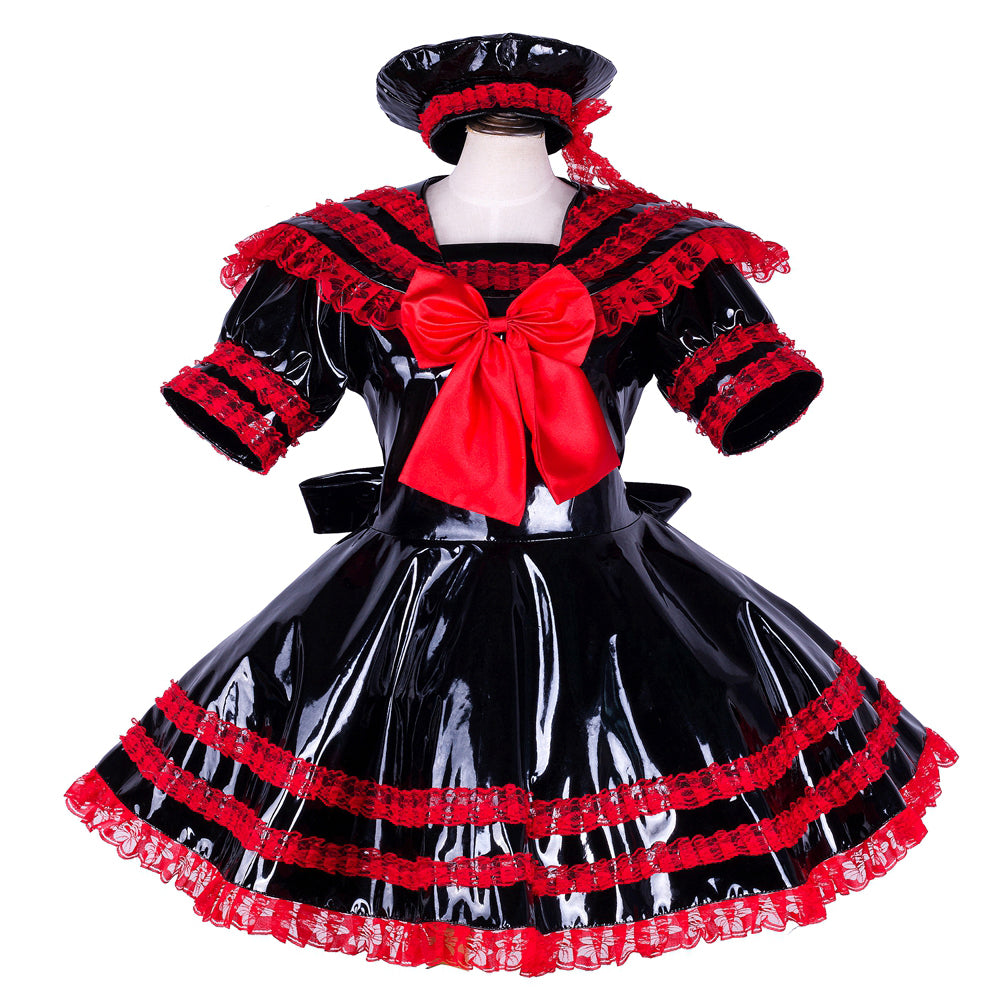 black heavy pvc dress G1744