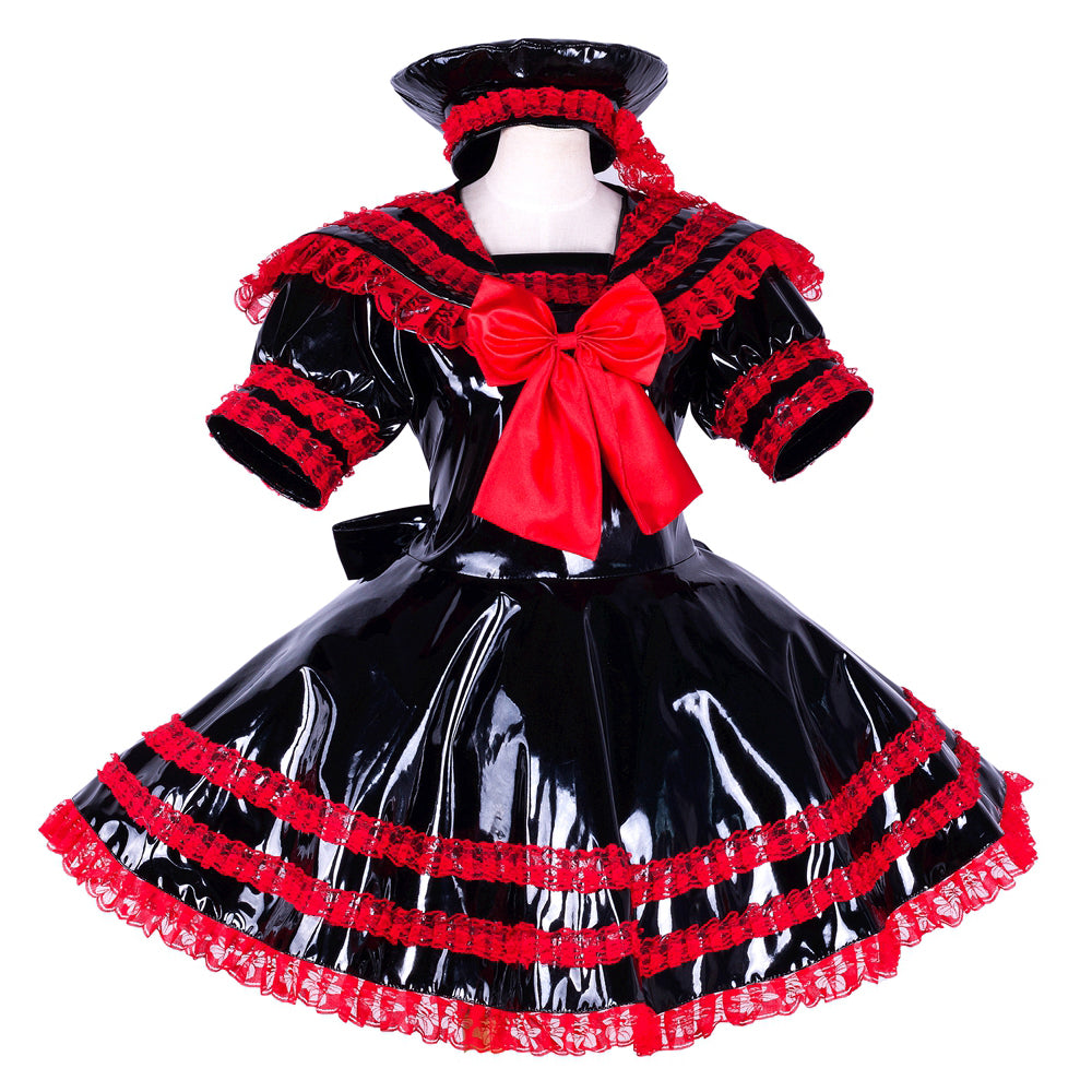 black heavy pvc dress G1744