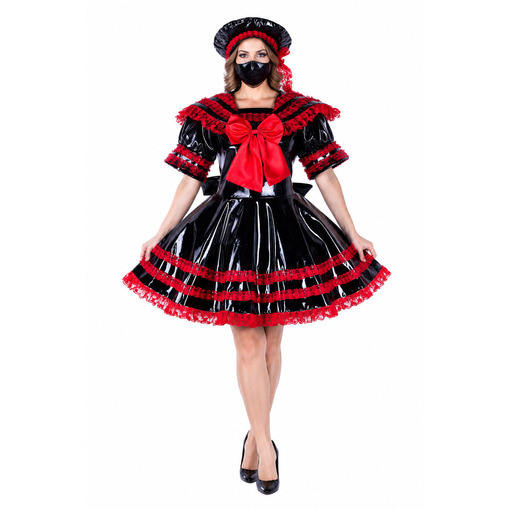 black heavy pvc dress G1744