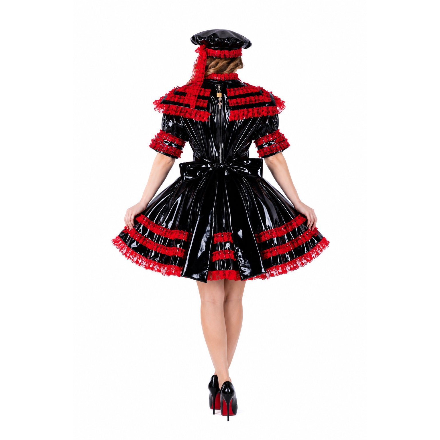 black heavy pvc dress G1744