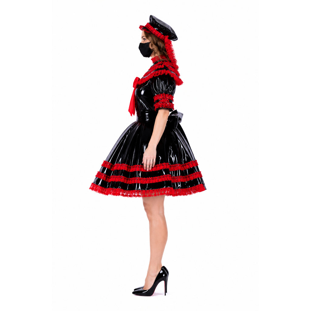 black heavy pvc dress G1744