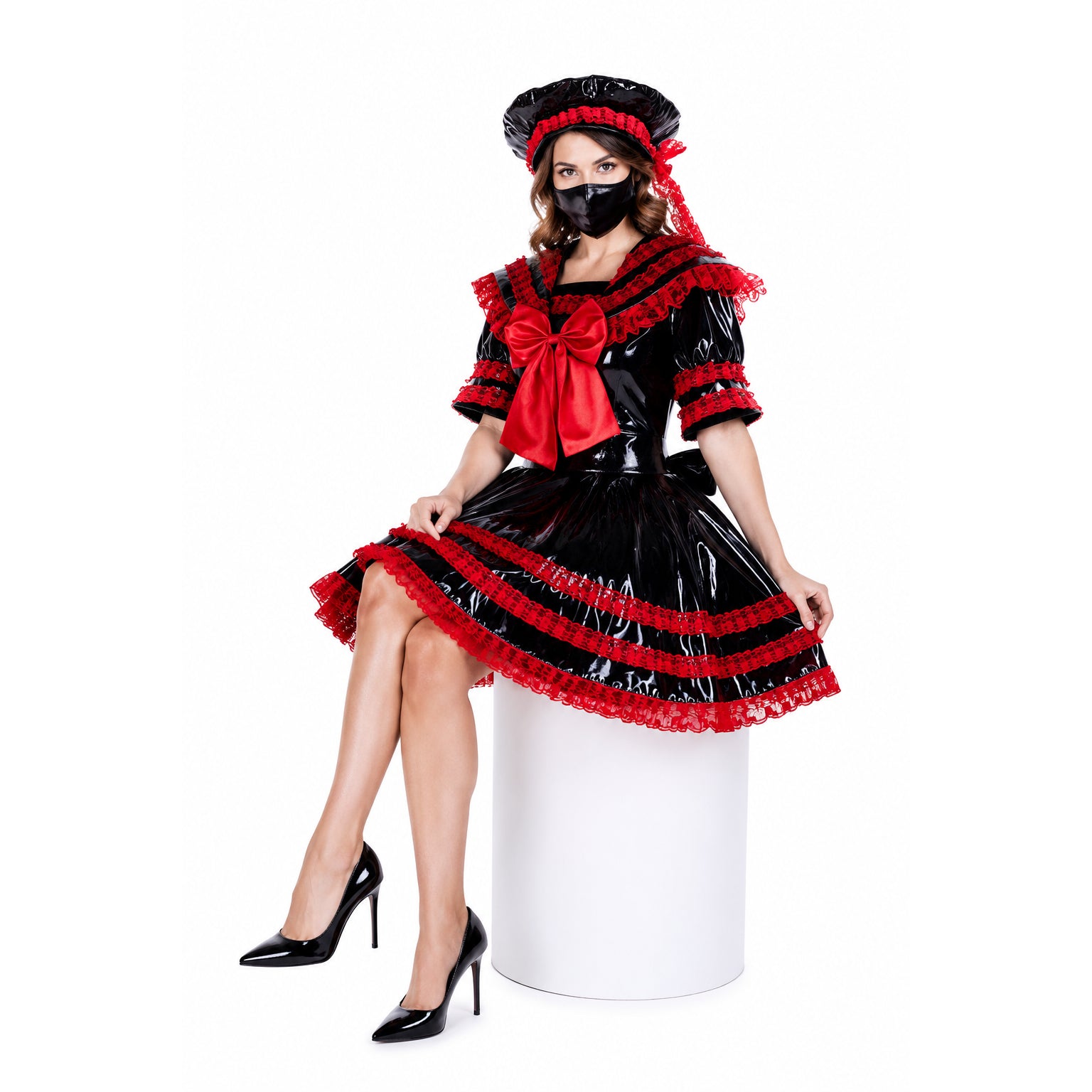 black heavy pvc dress G1744