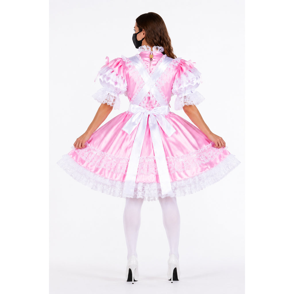 pink satin dress G1745