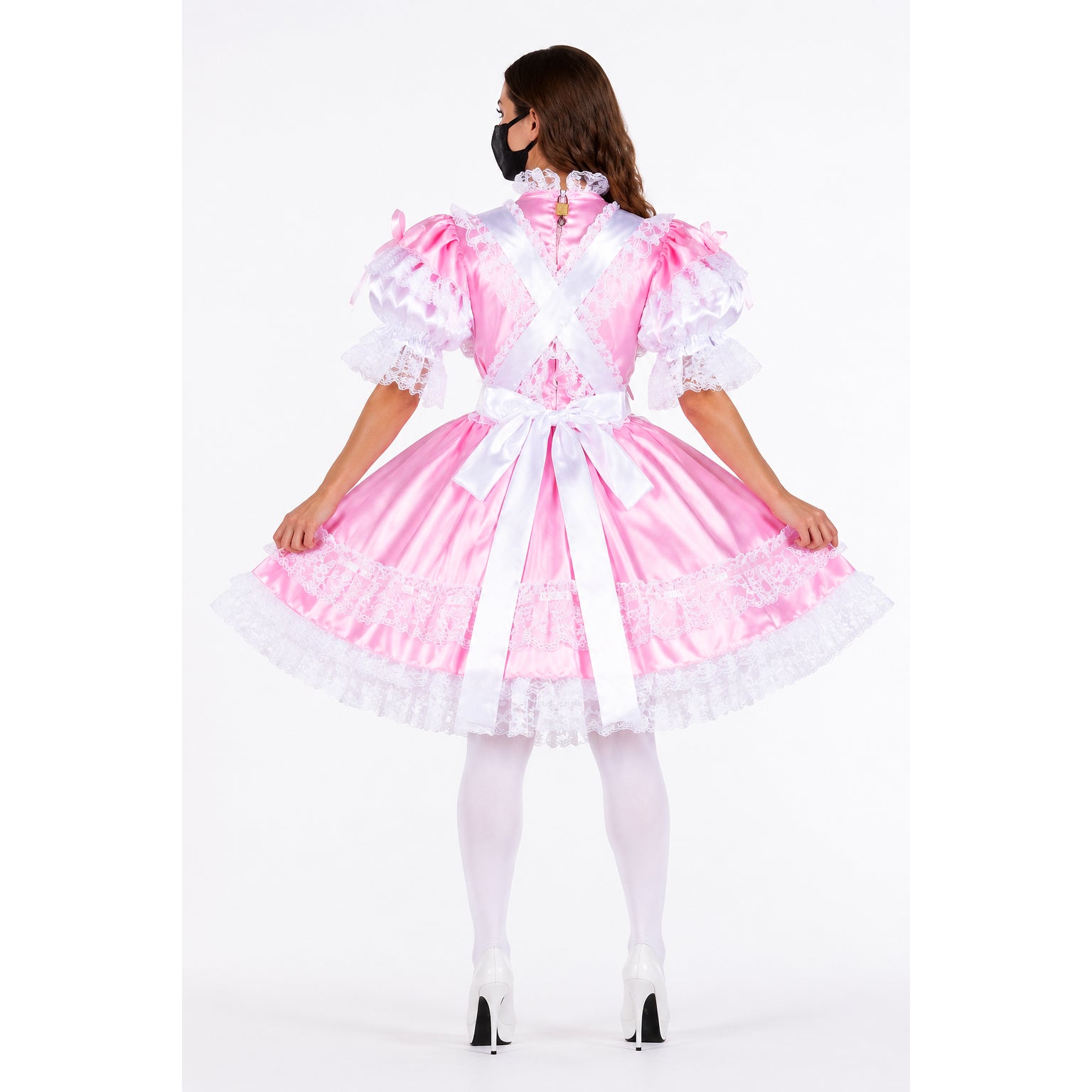 pink satin dress G1745
