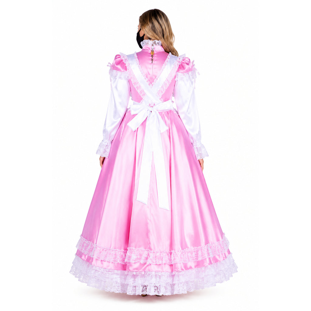 pink satin dress G1749
