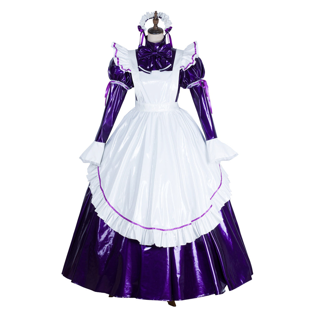Lila dünnes PVC-Kleid G1750