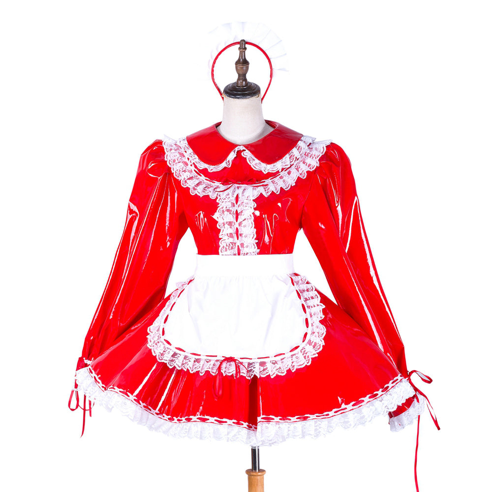 robe rouge moulante en PVC G1751