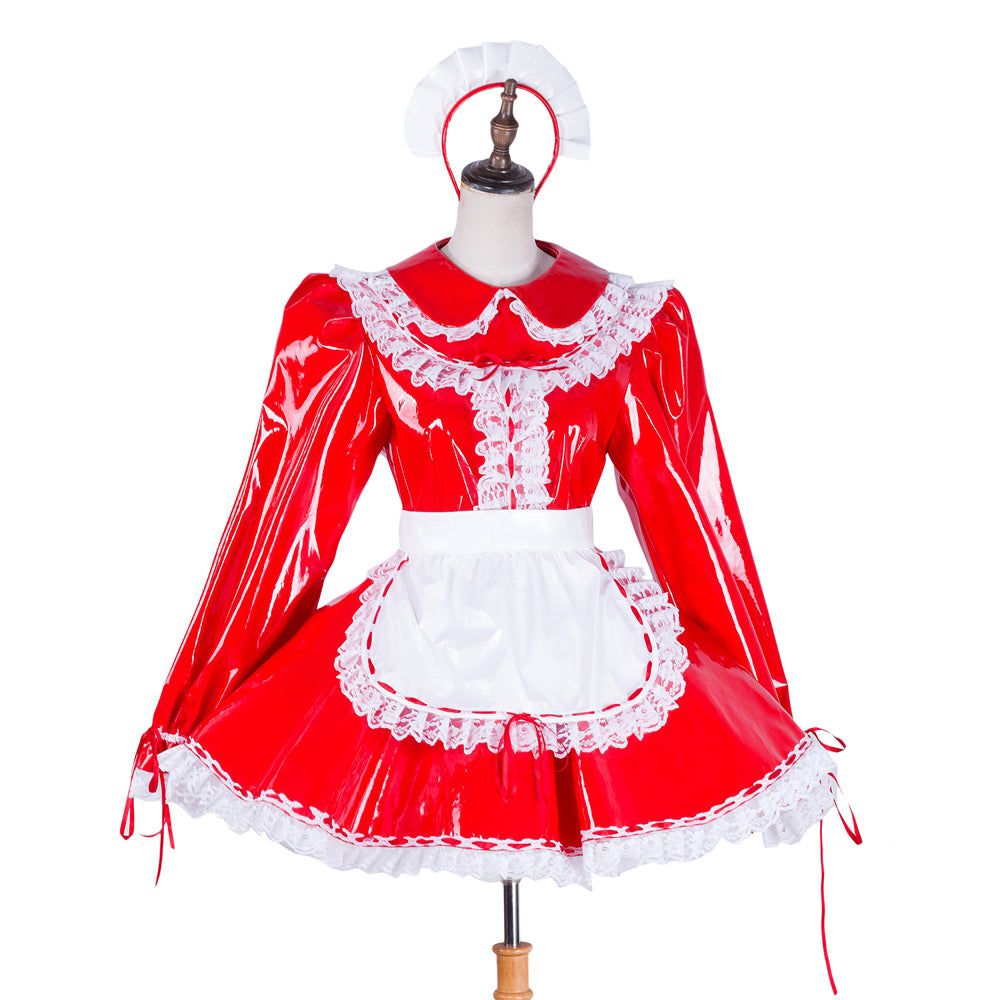 robe rouge moulante en PVC G1751