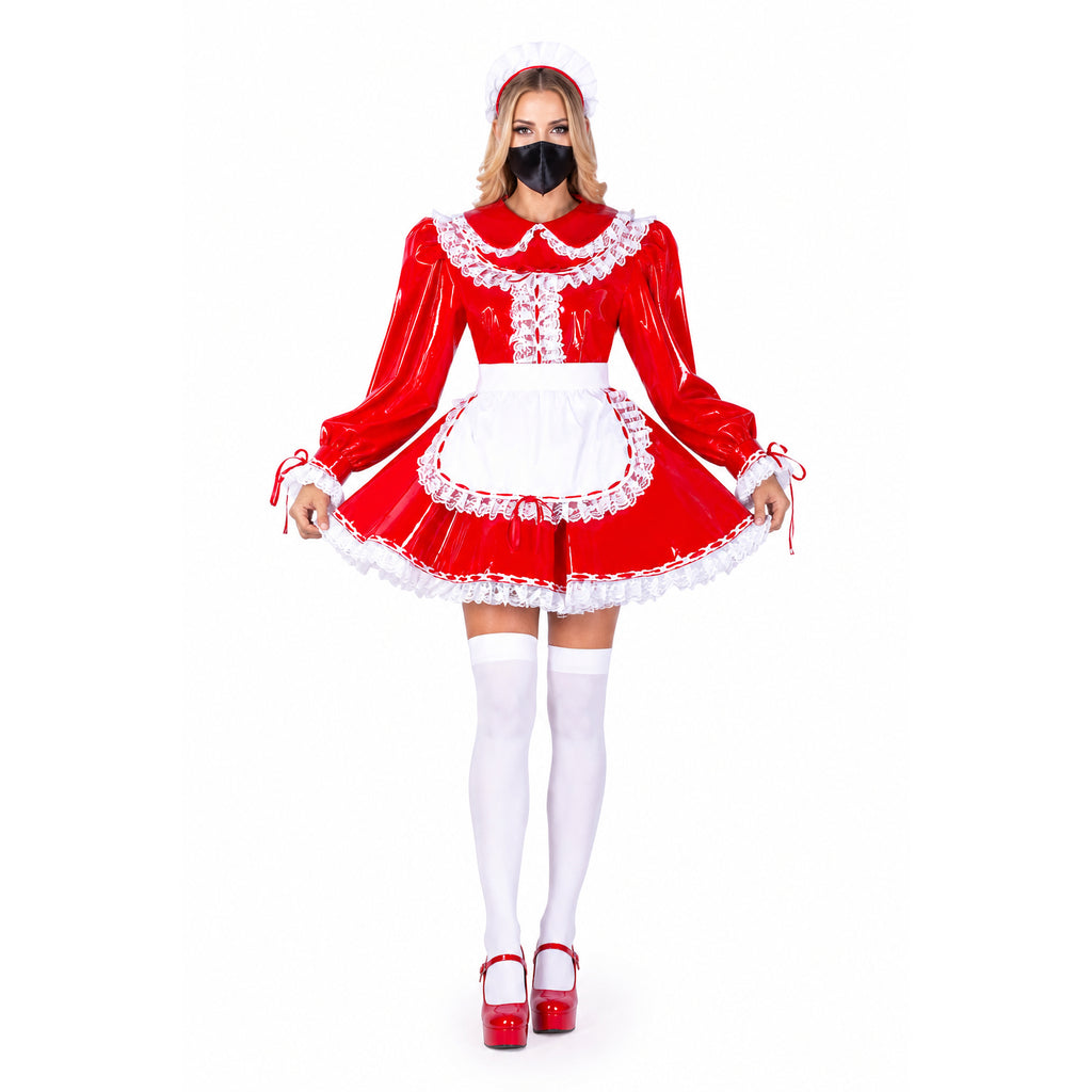 robe rouge moulante en PVC G1751