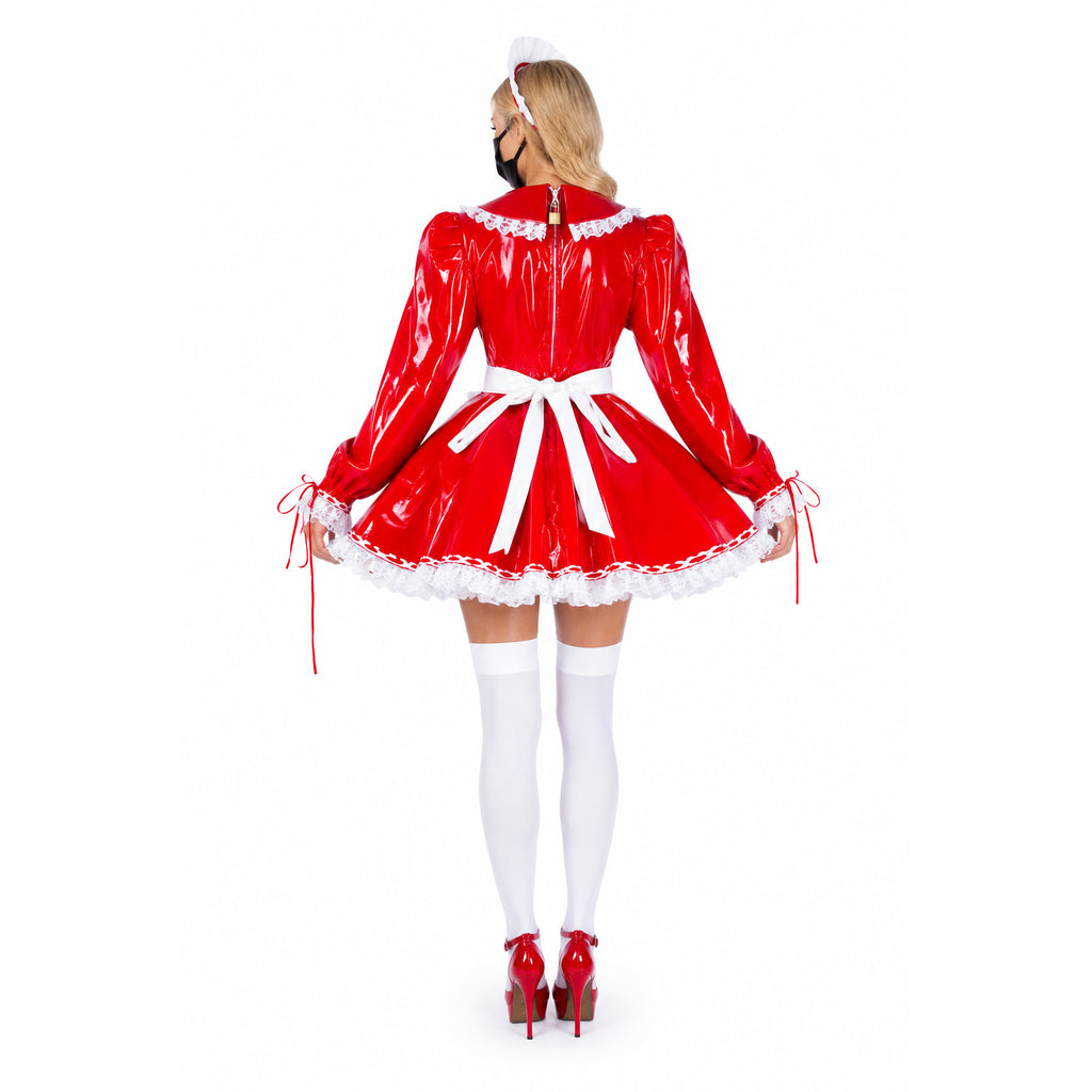 robe rouge moulante en PVC G1751