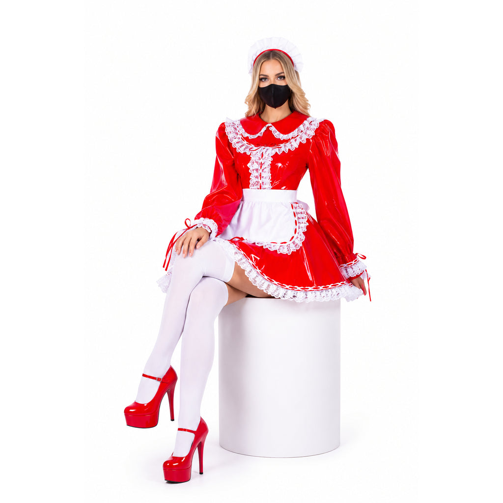 robe rouge moulante en PVC G1751