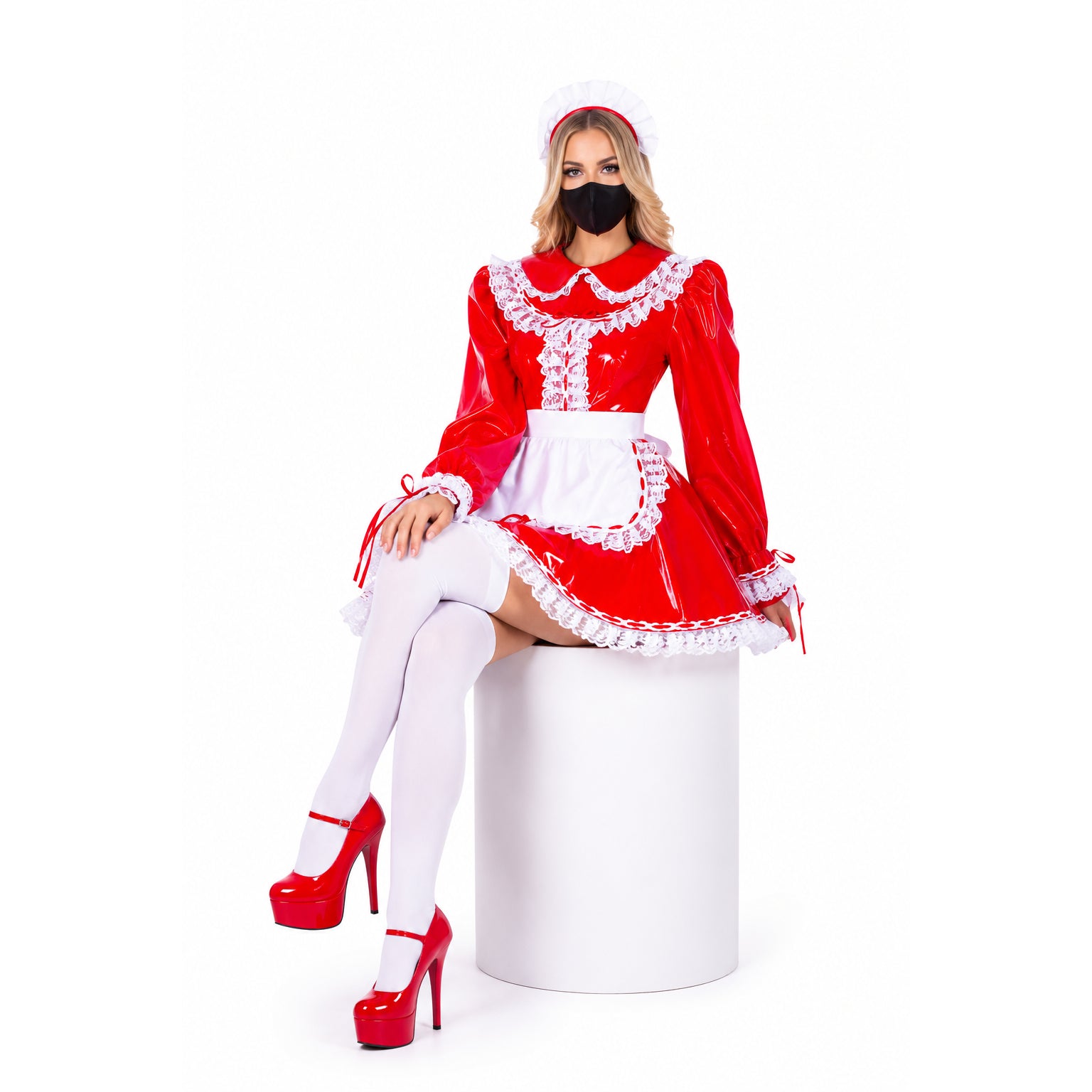 robe rouge moulante en PVC G1751