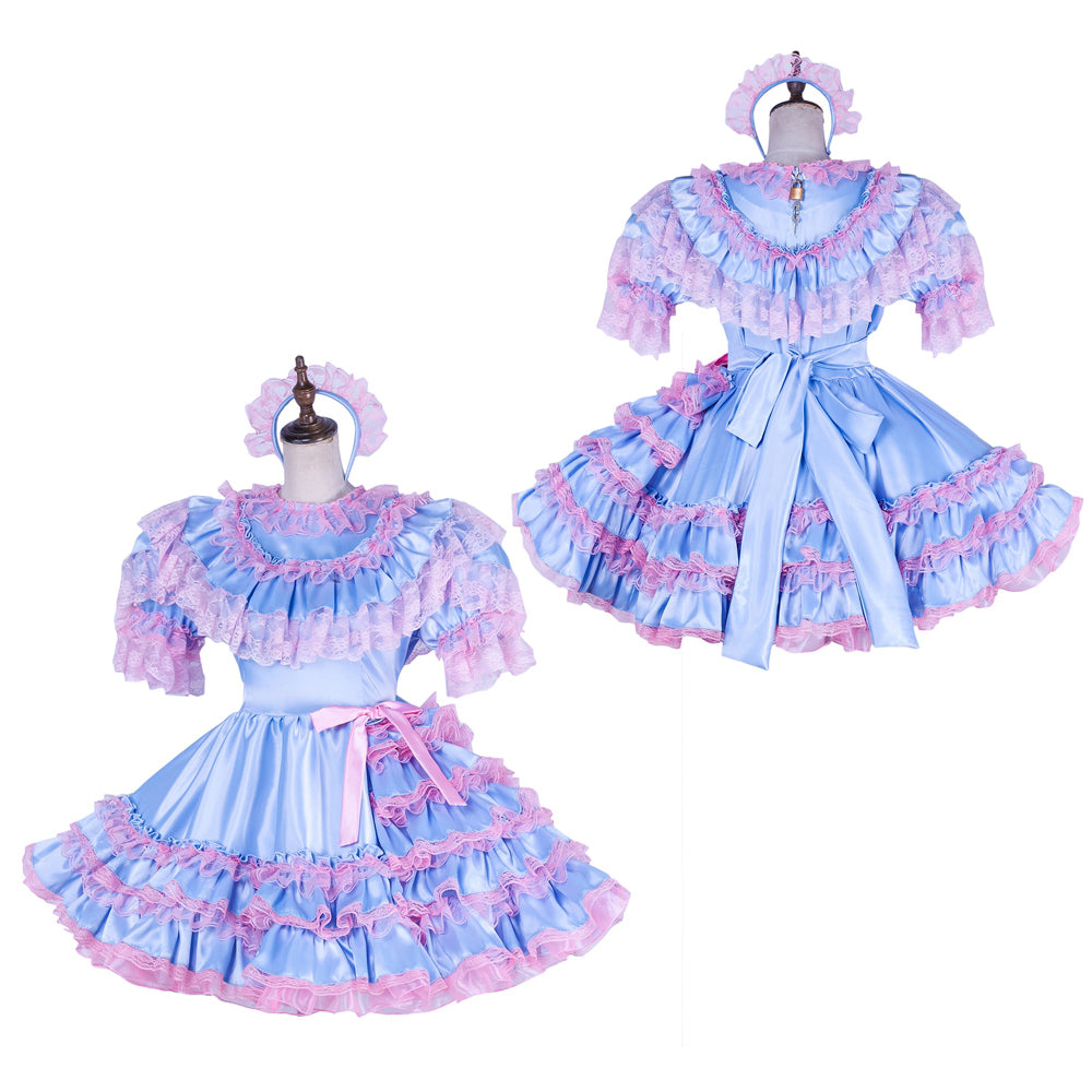 baby blue satin dress G1772