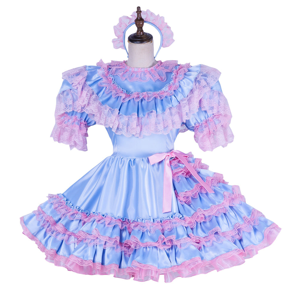 baby blue satin dress G1772
