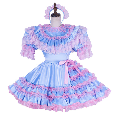 Robe en satin bleu ciel G1772