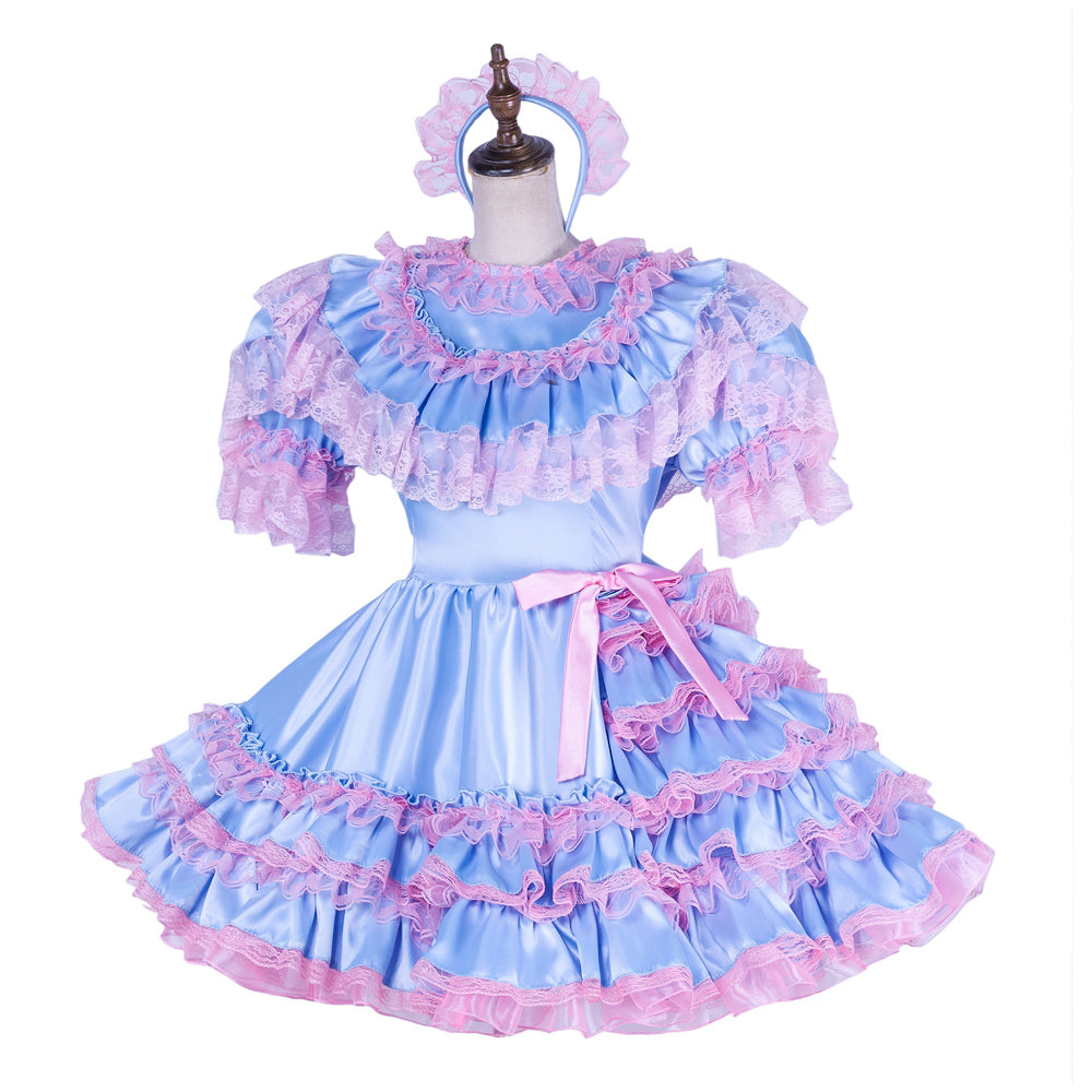 baby blue satin dress G1772