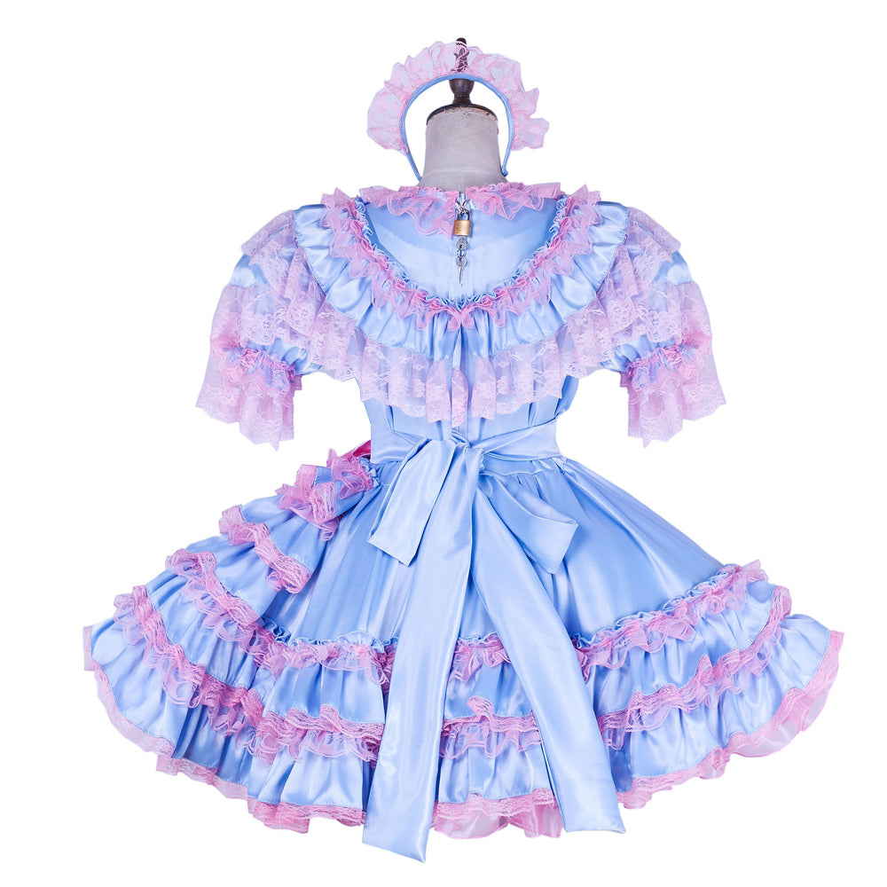 baby blue satin dress G1772
