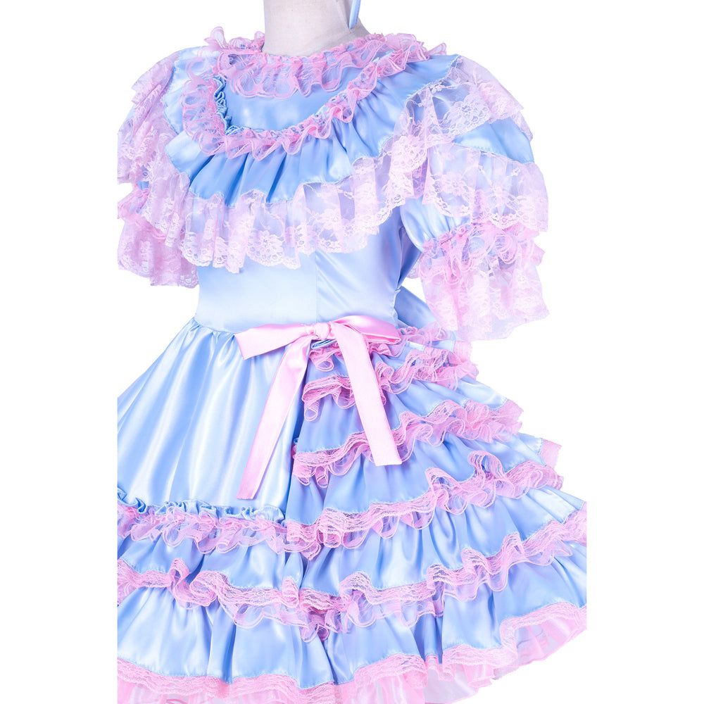 baby blue satin dress G1772