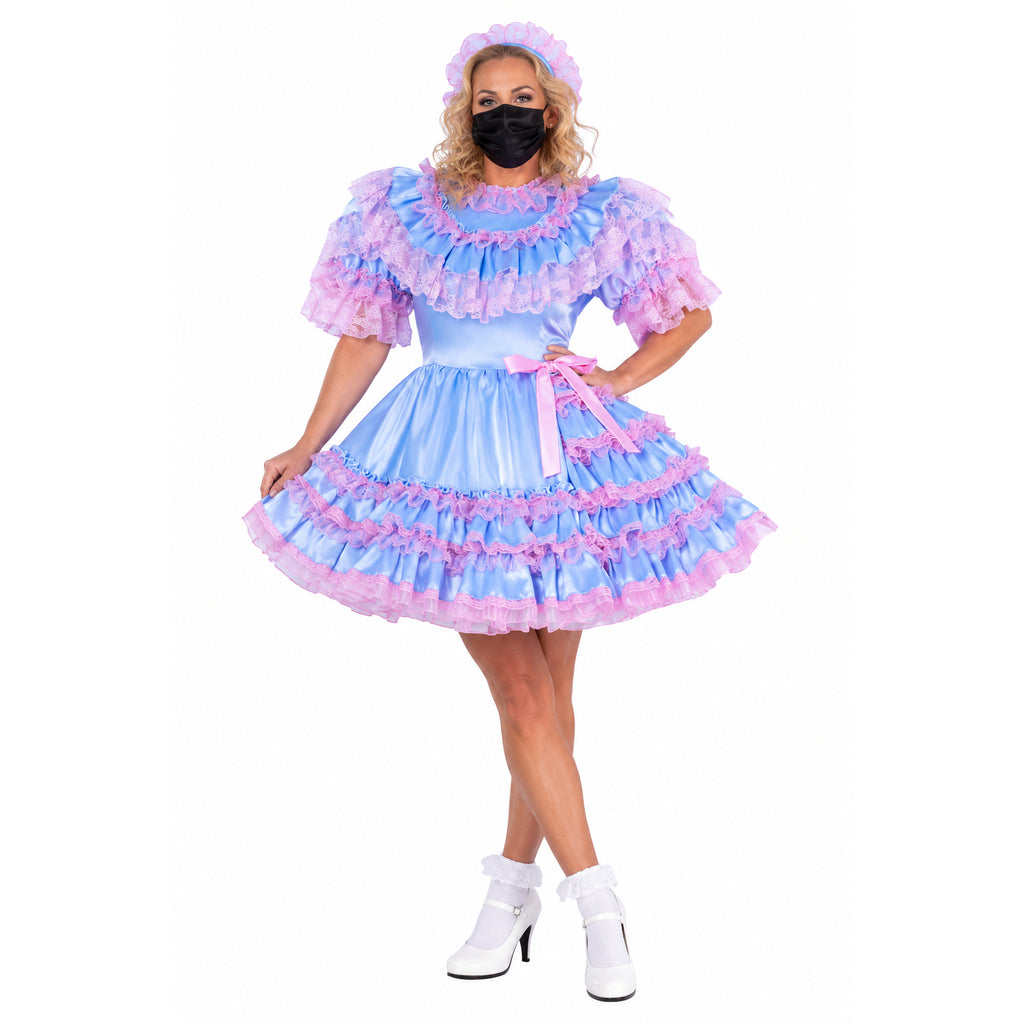 baby blue satin dress G1772