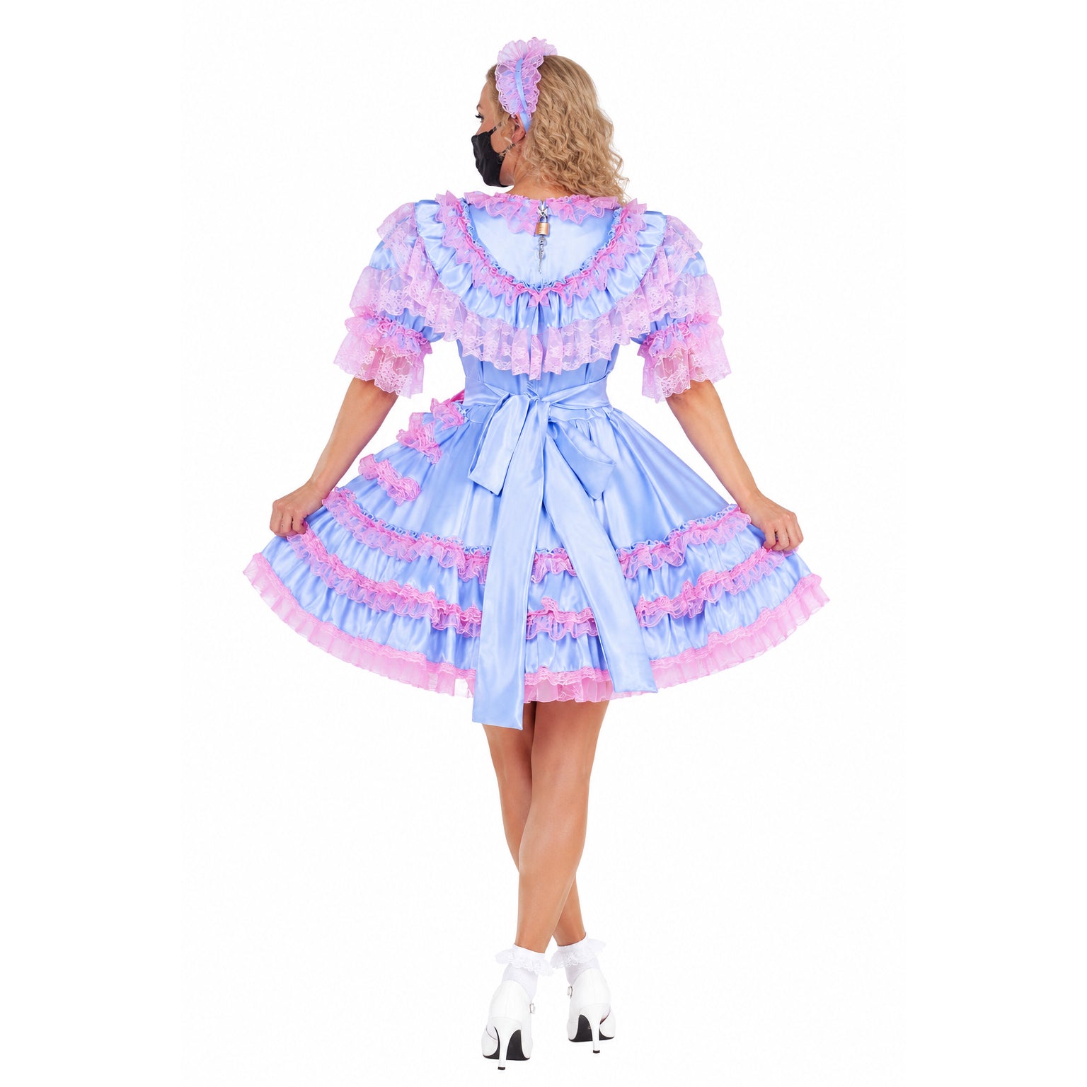 baby blue satin dress G1772