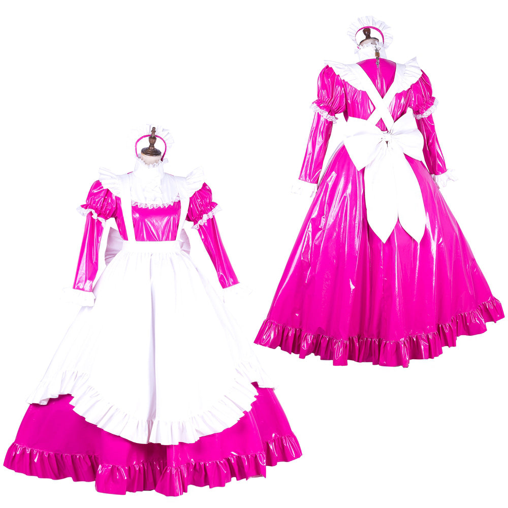 hot pink thin pvc dress G1774
