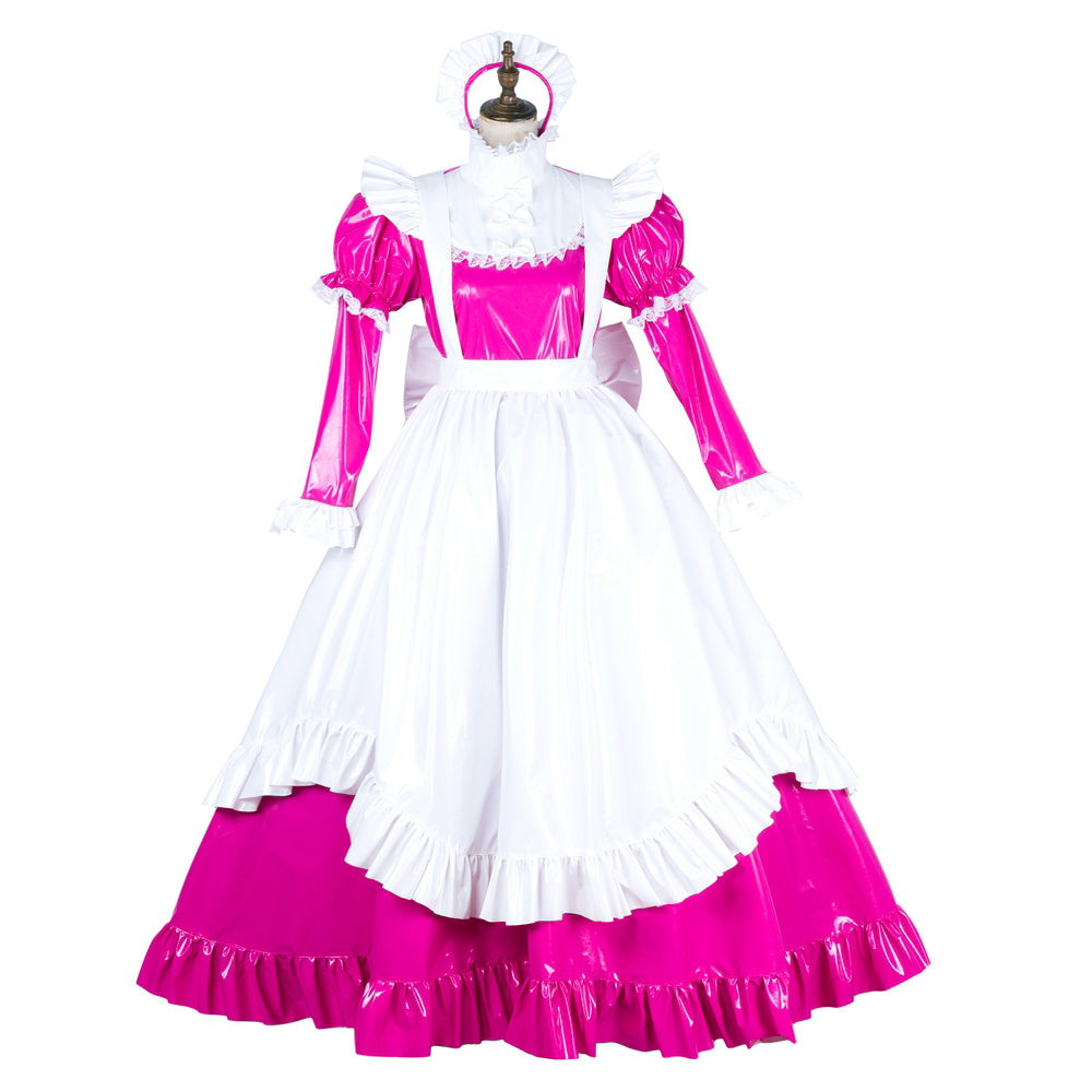 hot pink thin pvc dress G1774