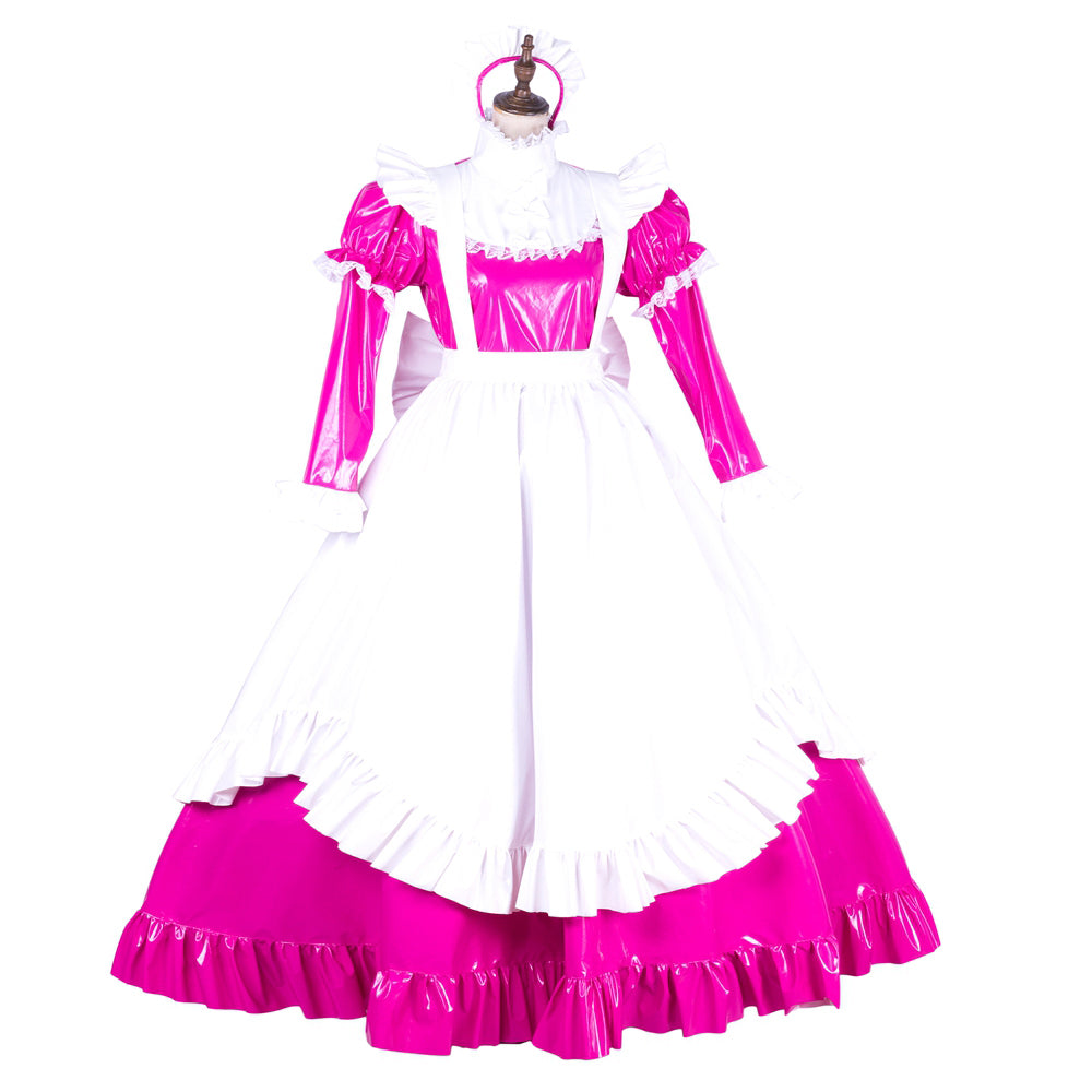 hot pink thin pvc dress G1774