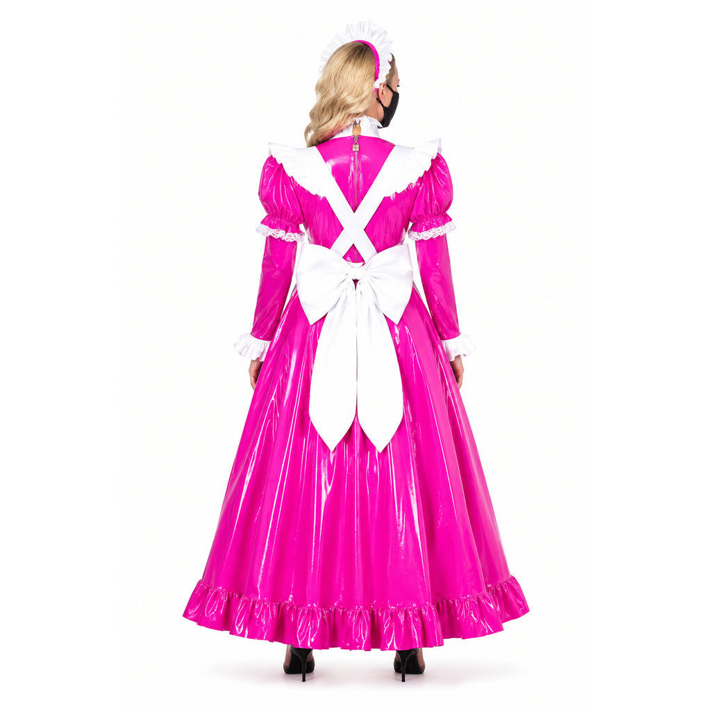 hot pink thin pvc dress G1774