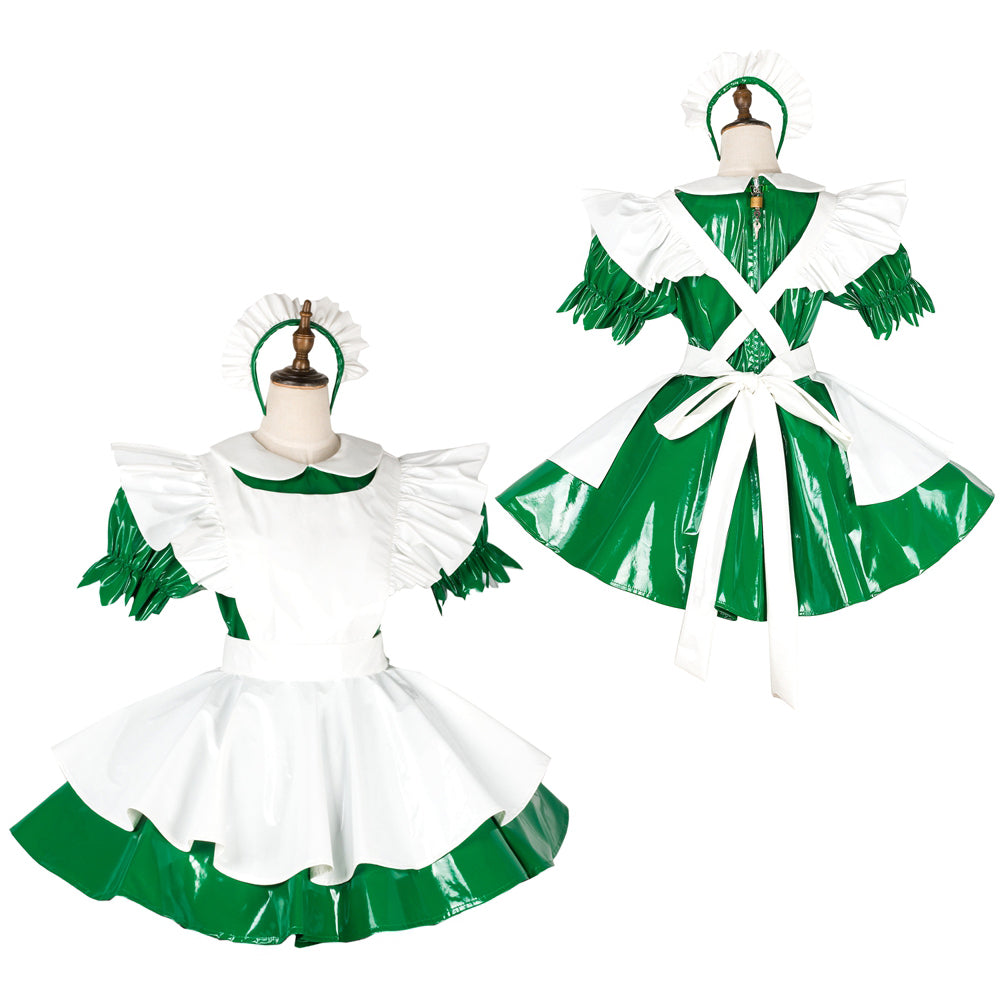 green thin pvc dress G1780