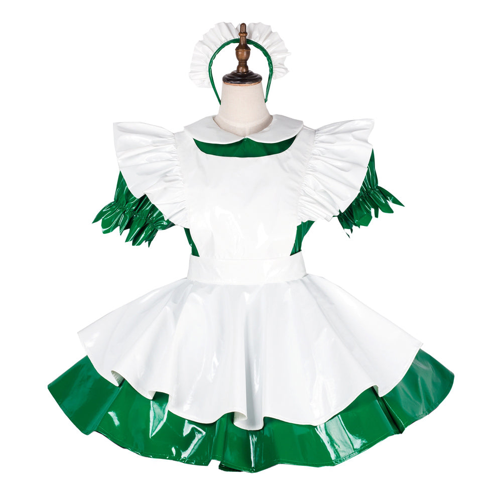 green thin pvc dress G1780