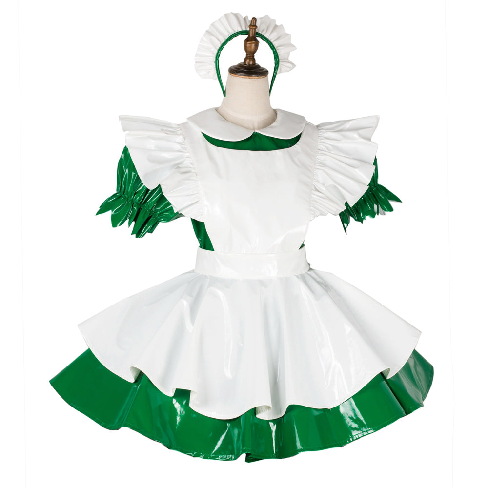 green thin pvc dress G1780