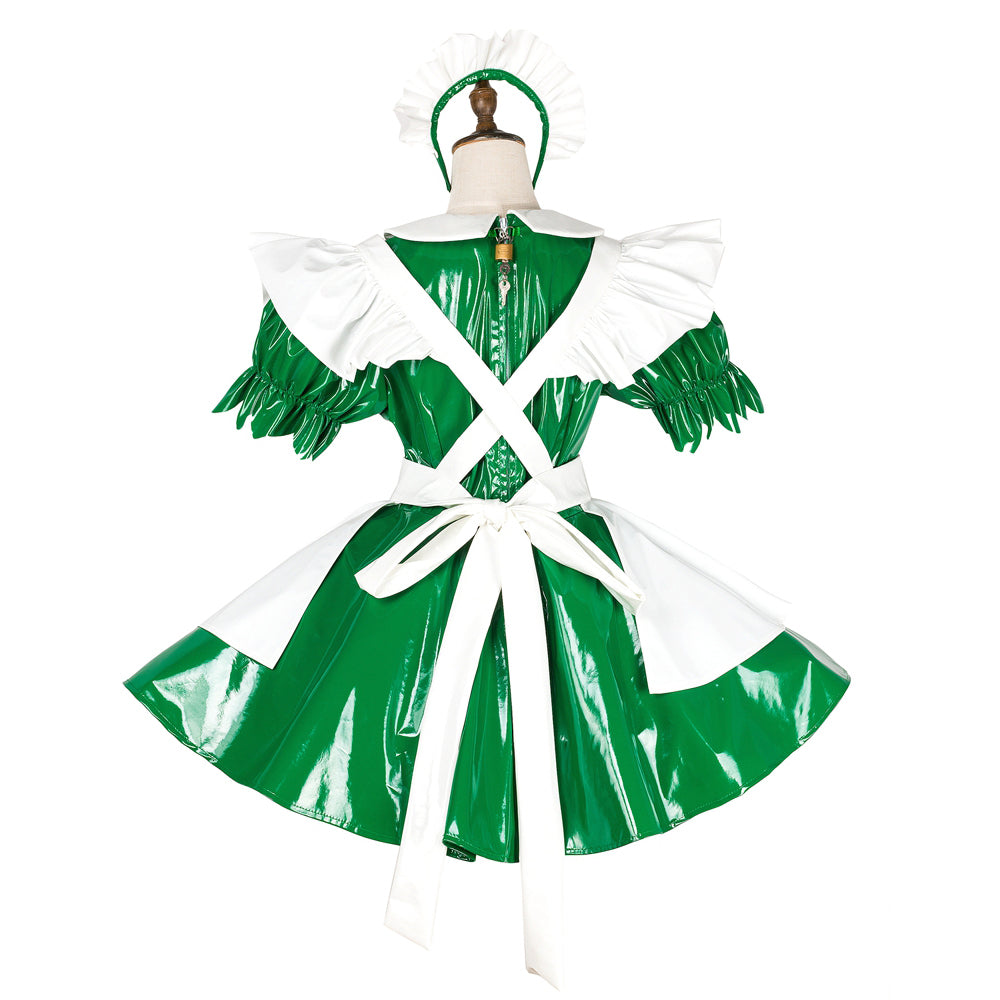 green thin pvc dress G1780