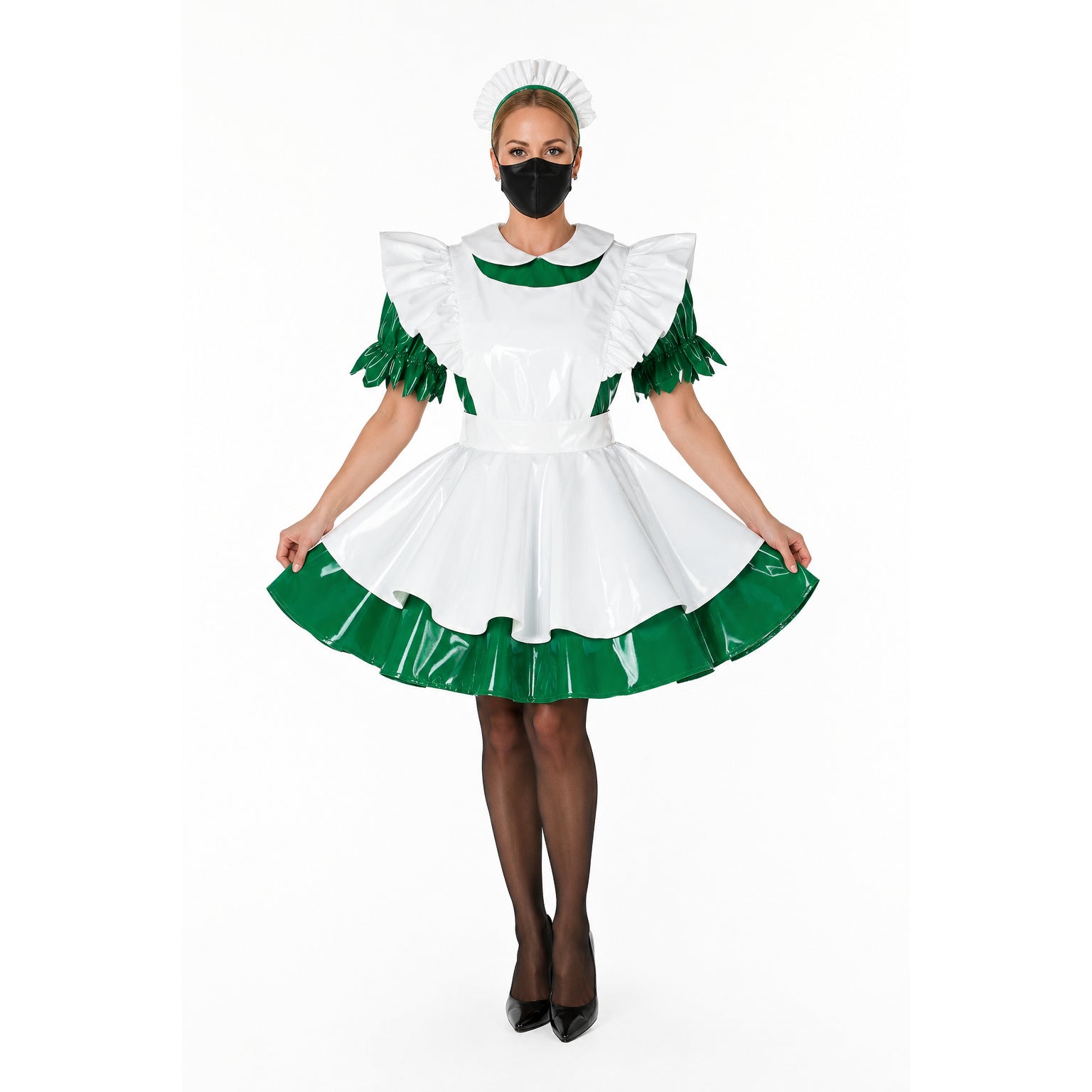 green thin pvc dress G1780