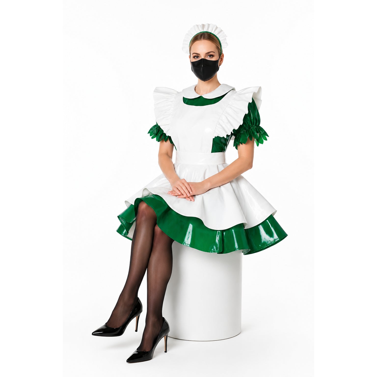 green thin pvc dress G1780