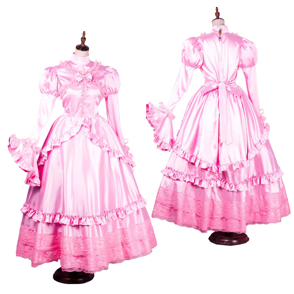 pink satin dress G1783